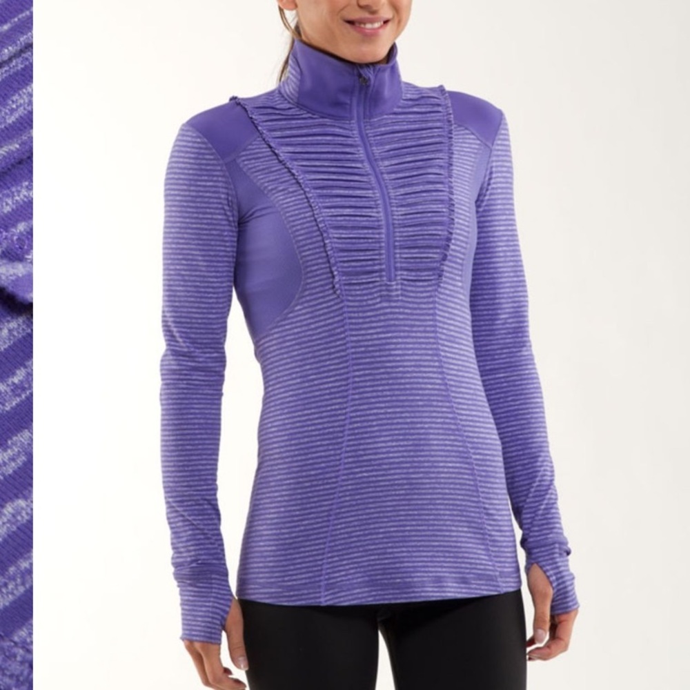 Lululemon Run Your Heart Out Pullover Size 10 Persian Purple Heathered Stripe